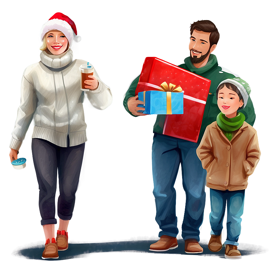 Happy Holidays Family Illustration Png Qgq4 PNG image