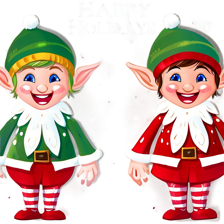 Happy Holidays Festive Elves Png 30 PNG image