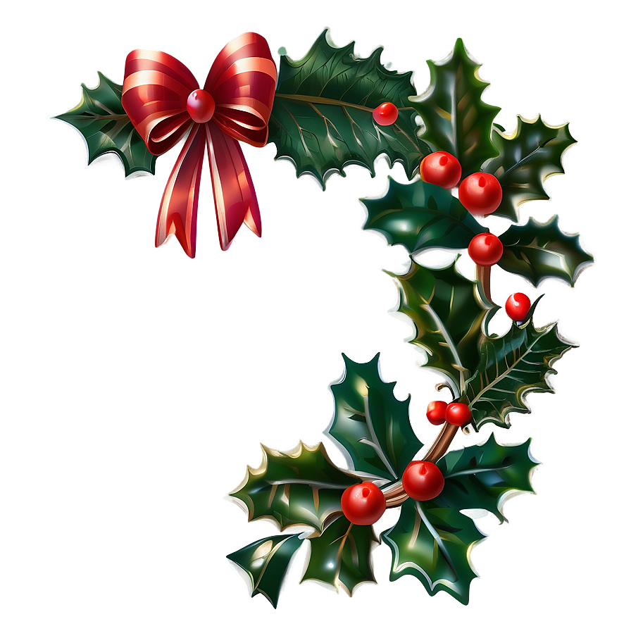 Happy Holidays Holly Decoration Png Fcd PNG image