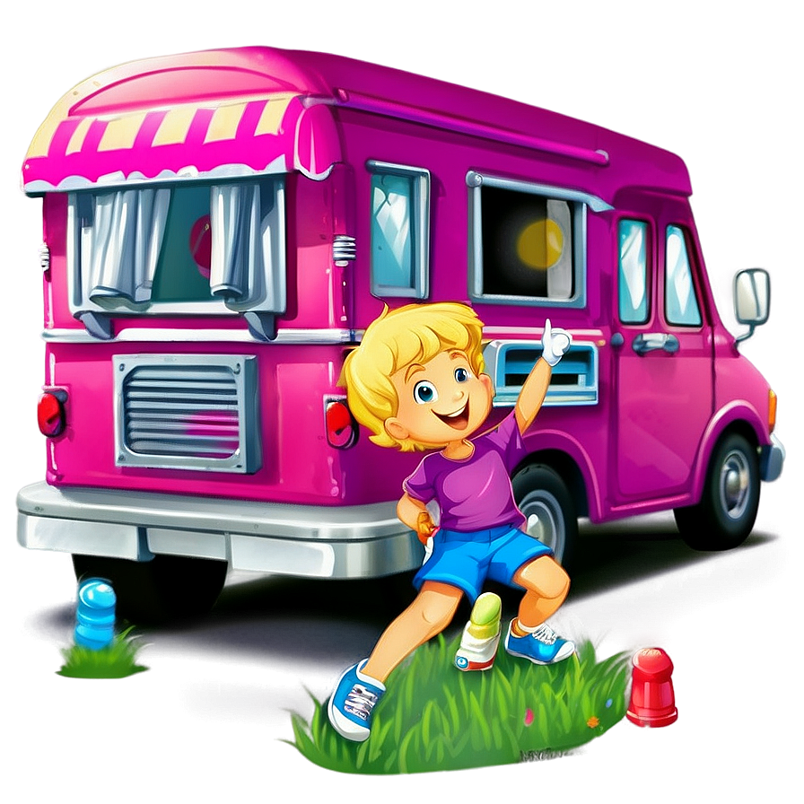 Happy Kids At Ice Cream Truck Png Xbq3 PNG image