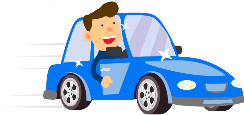 Happy Man Driving Car Cartoon PNG image