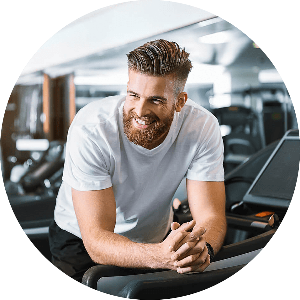 Happy Man Exercisingon Treadmill PNG image