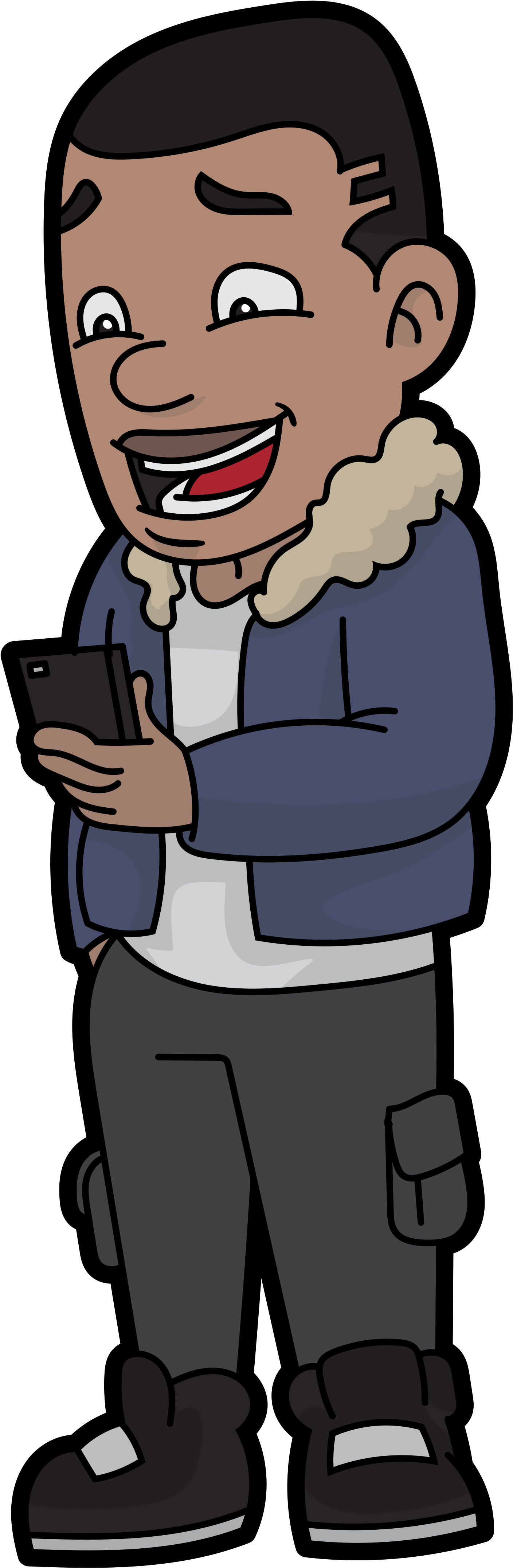 Happy Man Using Smartphone Cartoon PNG image