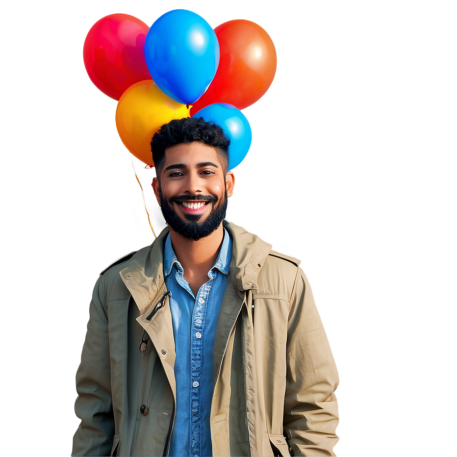 Happy Man With Balloons Png 06272024 PNG image