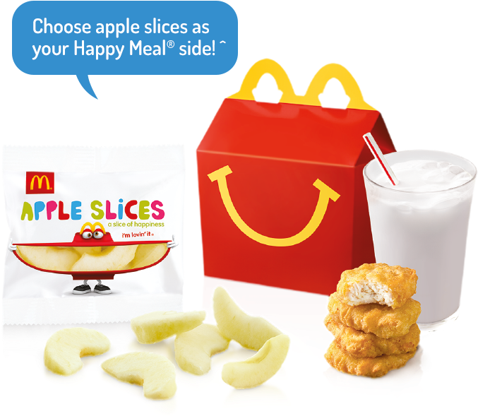 Happy Mealwith Apple Slicesand Chicken Nuggets PNG image