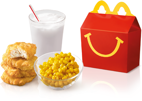 Happy Mealwith Nuggets Cornand Milk PNG image