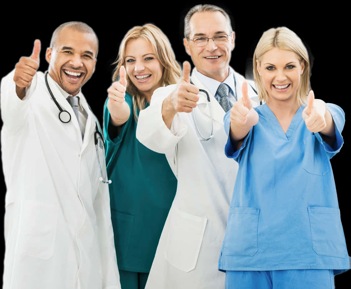 Happy Medical Team Thumbs Up PNG image