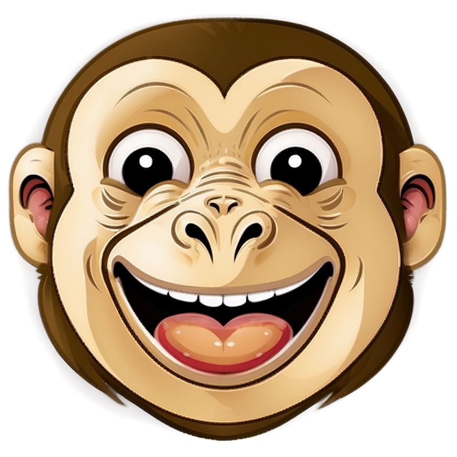 Happy Monkey Face Illustration Png 7 PNG image