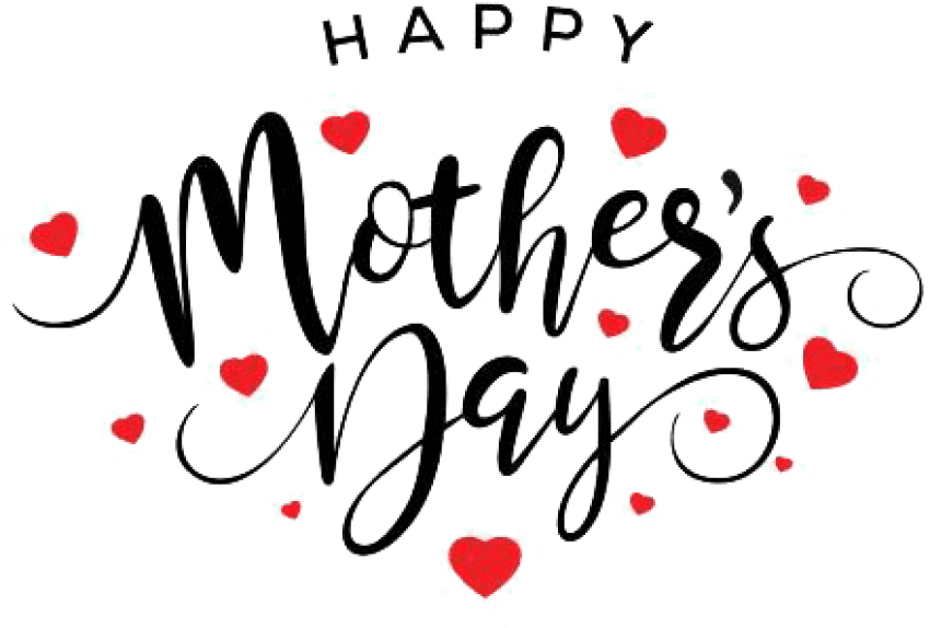 Happy Mothers Day Calligraphy Hearts PNG image