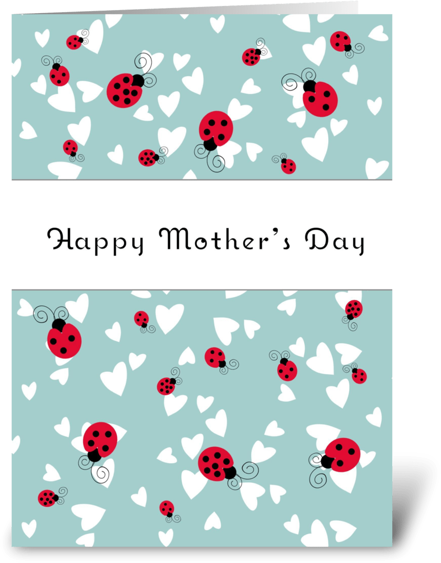 Happy Mothers Day Ladybug Heart Card PNG image