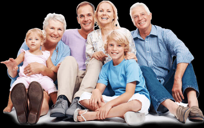 Happy Multigenerational Family PNG image