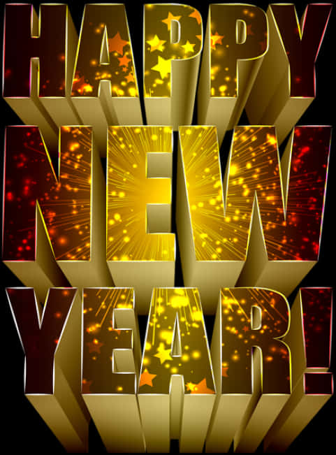 Happy New Year Golden Sparkle Celebration PNG image