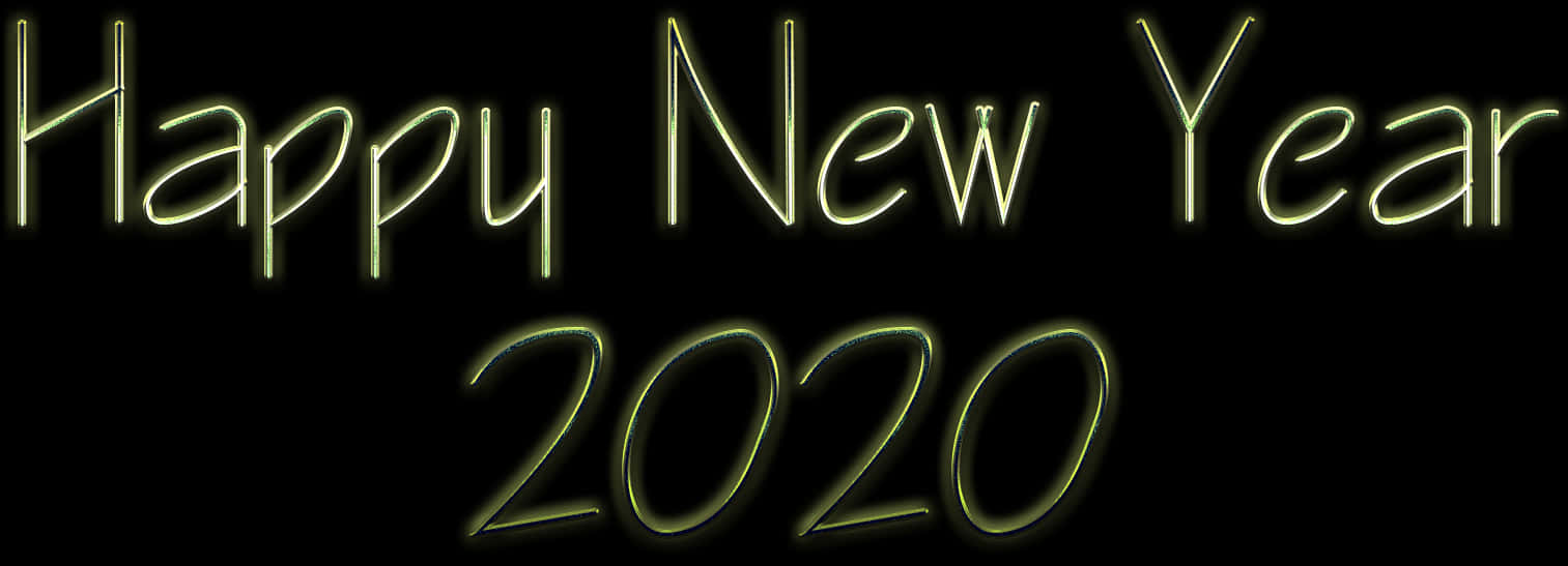 Happy New Year2020 Glowing Text PNG image