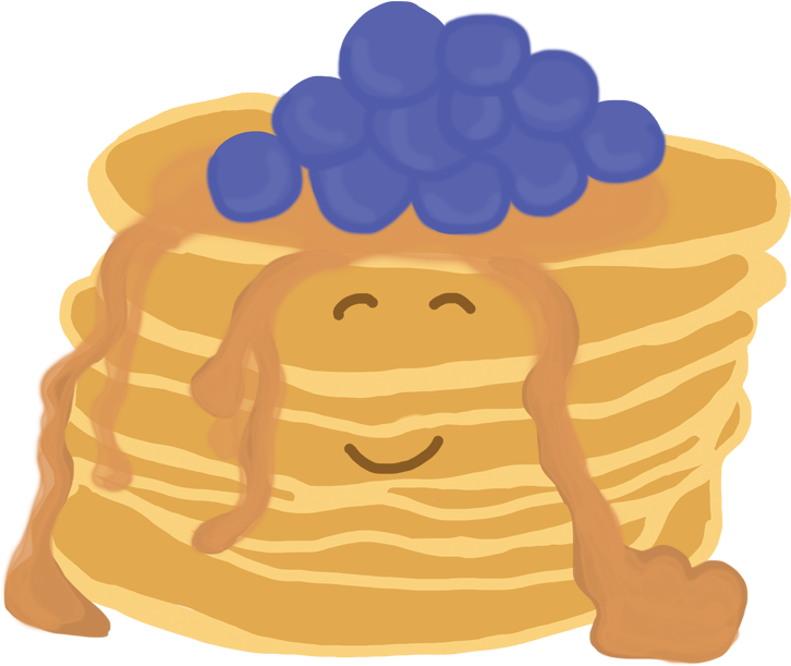 Happy Pancake With Blueberriesand Syrup PNG image