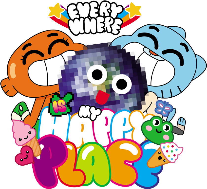 Happy Place Cartoon Characters PNG image