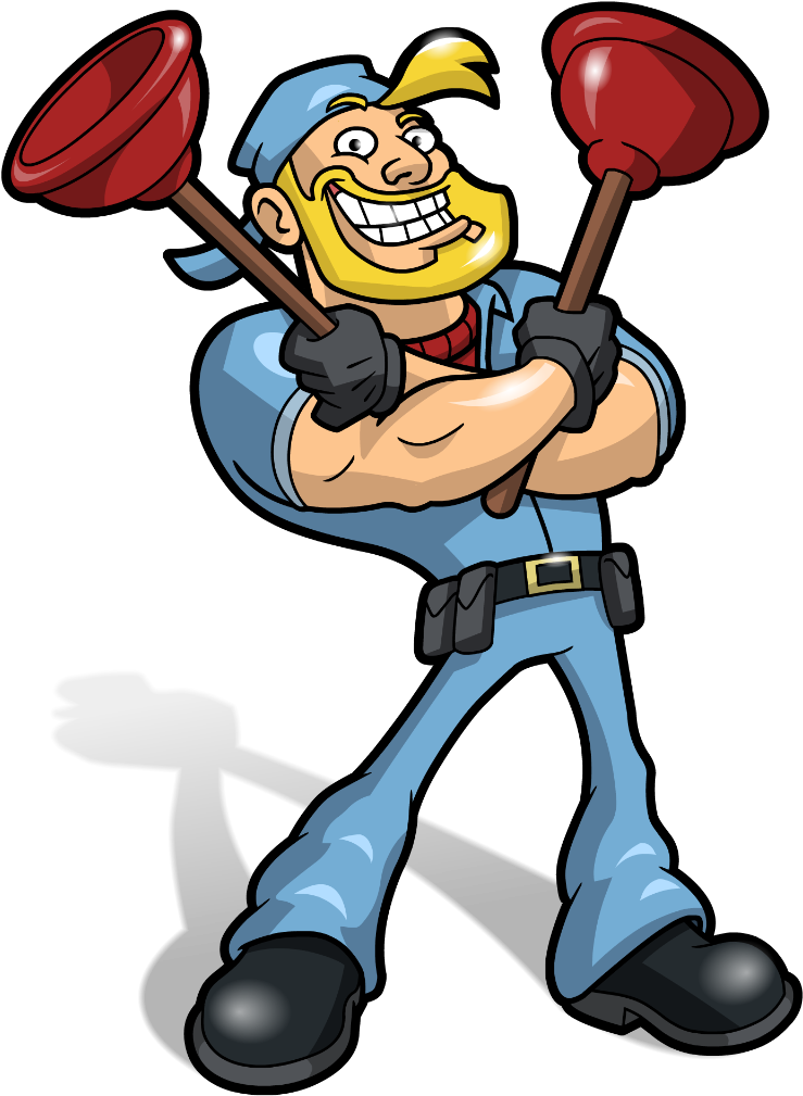 Happy Plumberwith Plungers PNG image