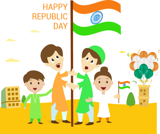 Happy Republic Day Celebration Cartoon PNG image