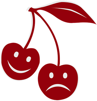 Happy Sad Cherries Illustration PNG image