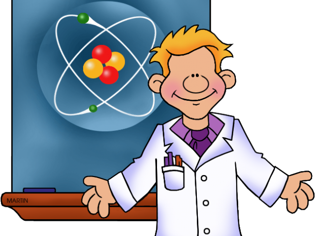 Happy Scientist Cartoon Atom Background PNG image