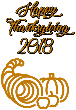 Happy Thanksgiving2018 Cursive Textand Pumpkin Design PNG image