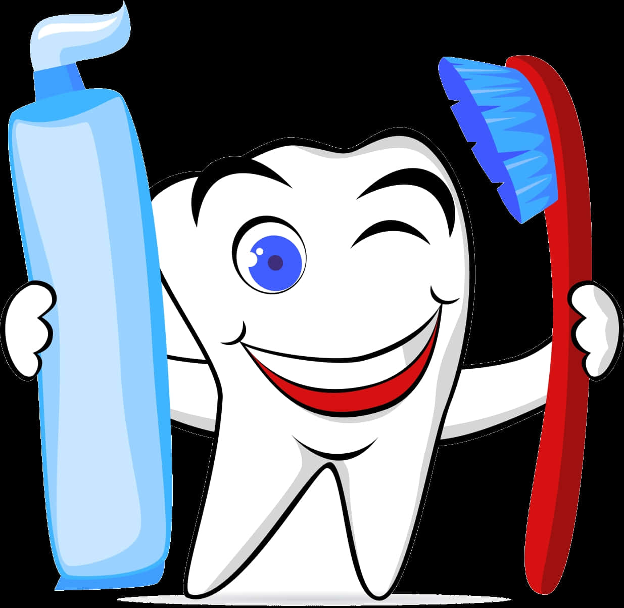 Happy Tooth With Brush And Paste PNG image