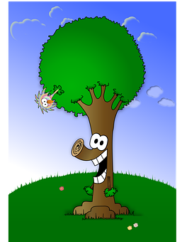 Happy Tree Cartoon Character PNG image