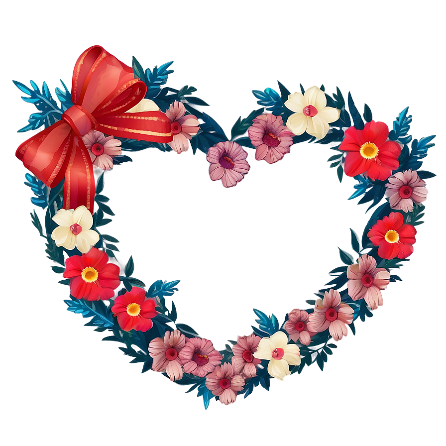 Happy Valentines Floral Heart Wreath Png Awa38 PNG image