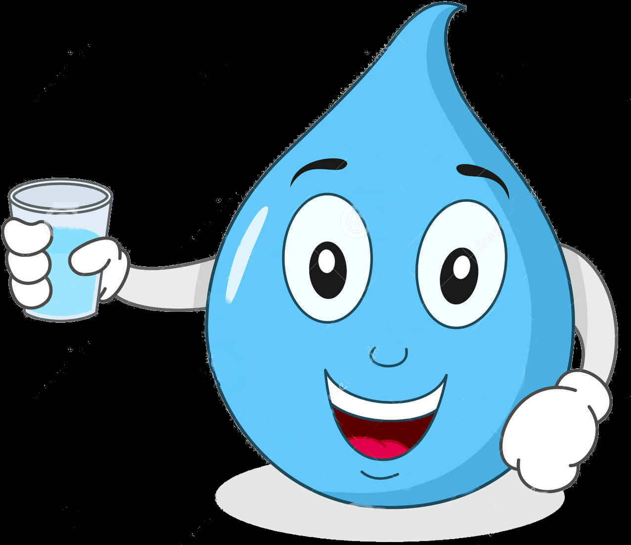 Happy Water Drop Cartoon Character PNG image