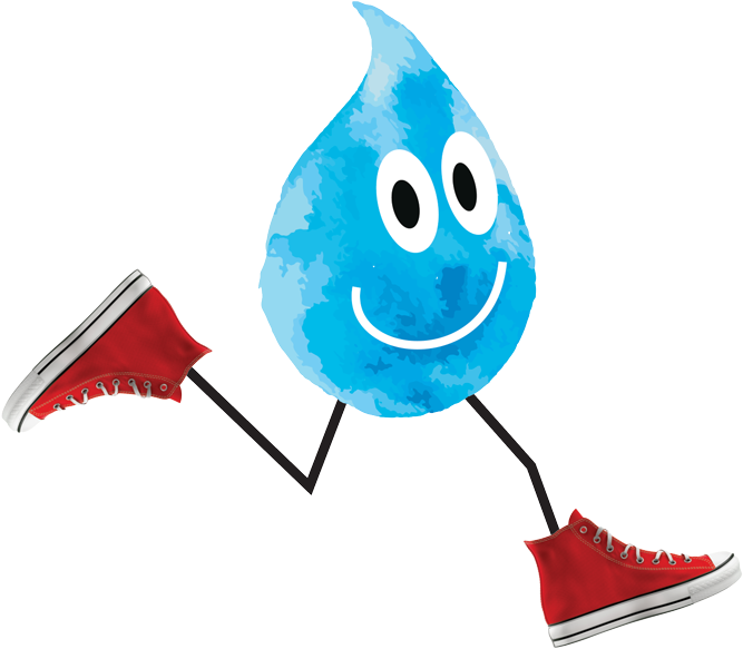Happy Water Drop Character Walking PNG image