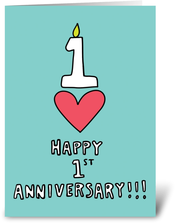 Happy1st Anniversary Celebration Card PNG image