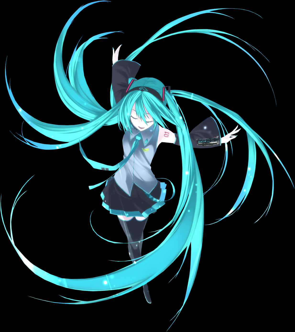 Hatsune Miku Dynamic Pose PNG image