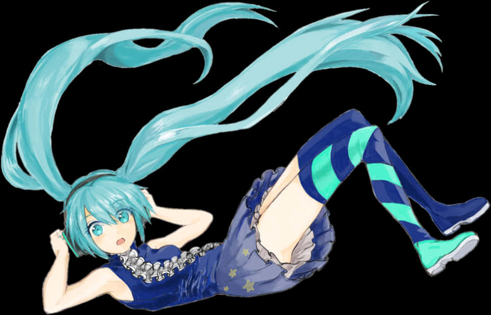 Hatsune Miku Floating Illustration PNG image