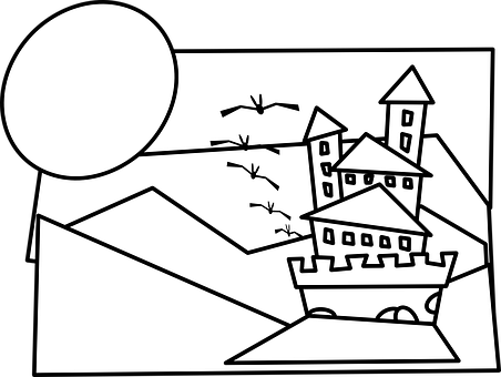 Haunted_ Castle_ Line_ Art PNG image