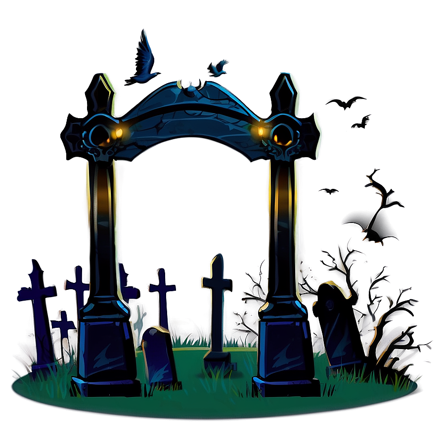 Haunted Graveyard Halloween Cartoon Png 4 PNG image