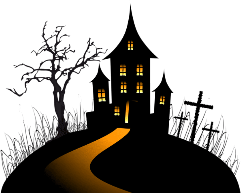 Haunted_ House_ Hilltop_ Halloween_ Scene.png PNG image
