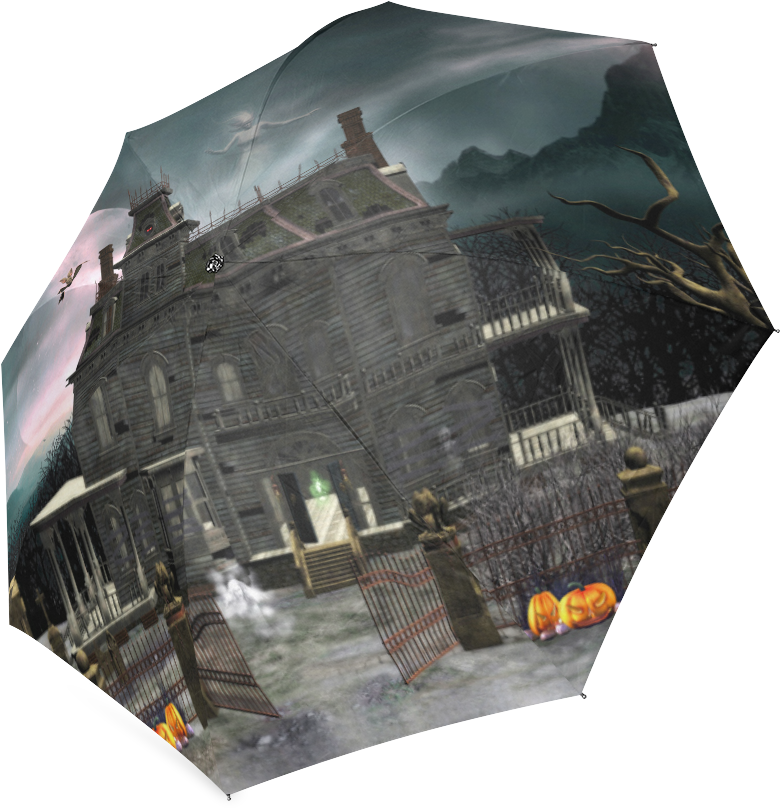 Haunted_ House_ Under_ Full_ Moon PNG image