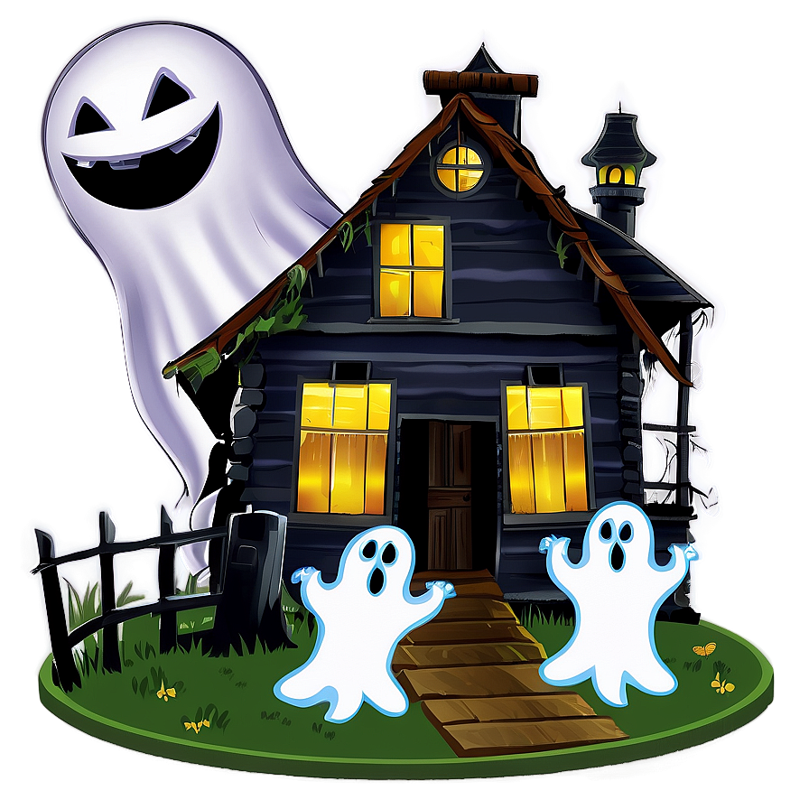 Haunted House With Ghosts Png 05242024 PNG image