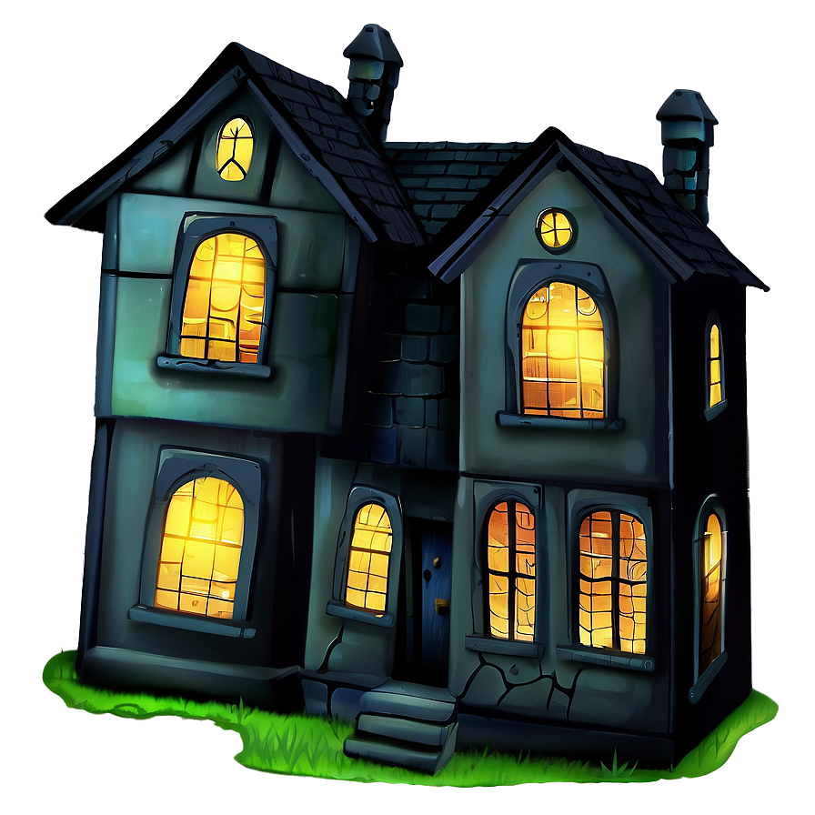 Haunted House With Glowing Windows Png Jph60 PNG image