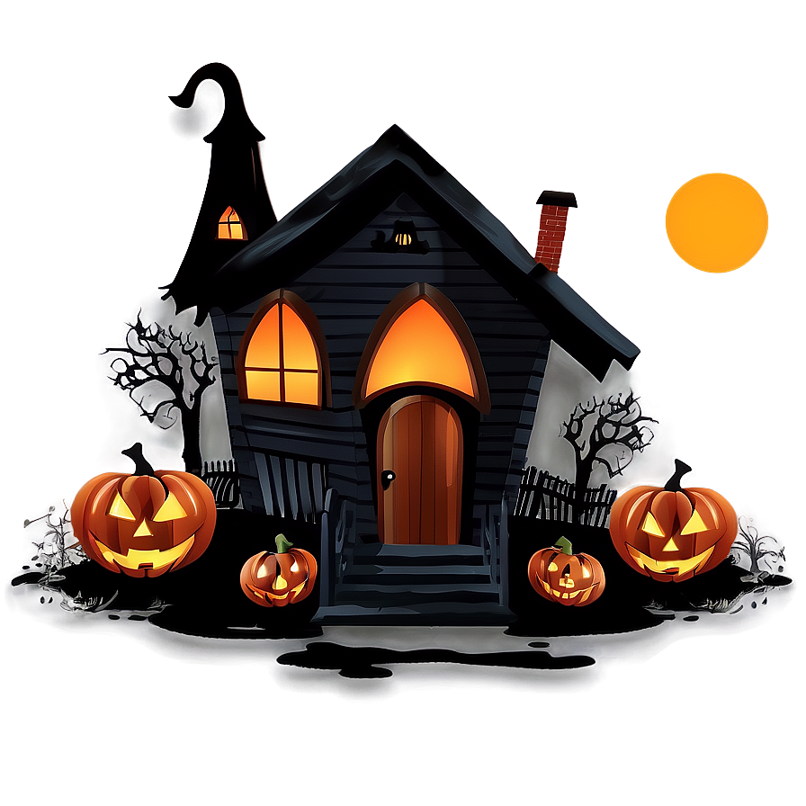 Haunted House With Scary Pumpkin Png 37 PNG image