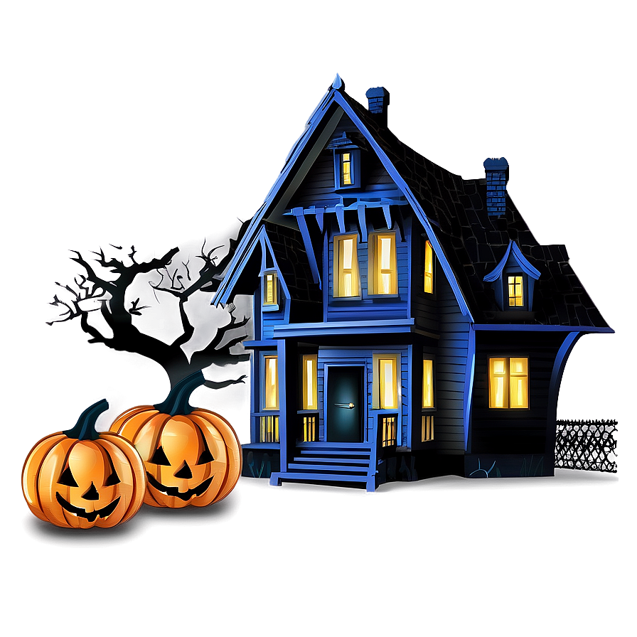 Haunted House With Scary Pumpkin Png Sfi30 PNG image