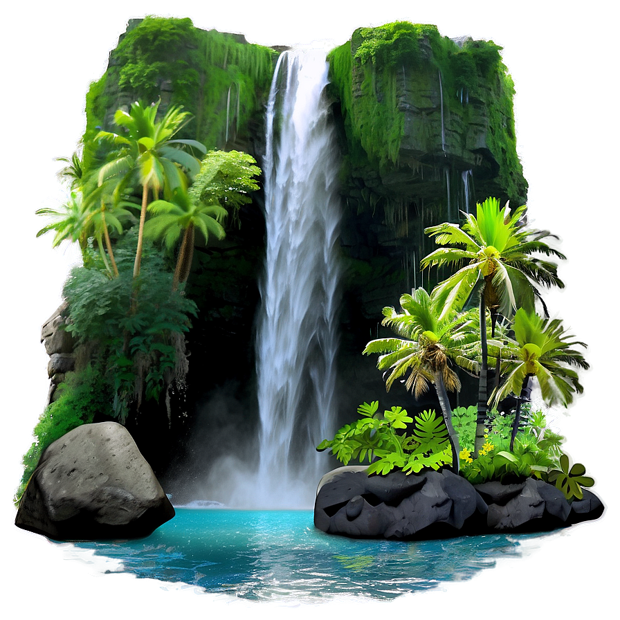 Hawaiian Islands Majestic Waterfalls Png 06212024 PNG image