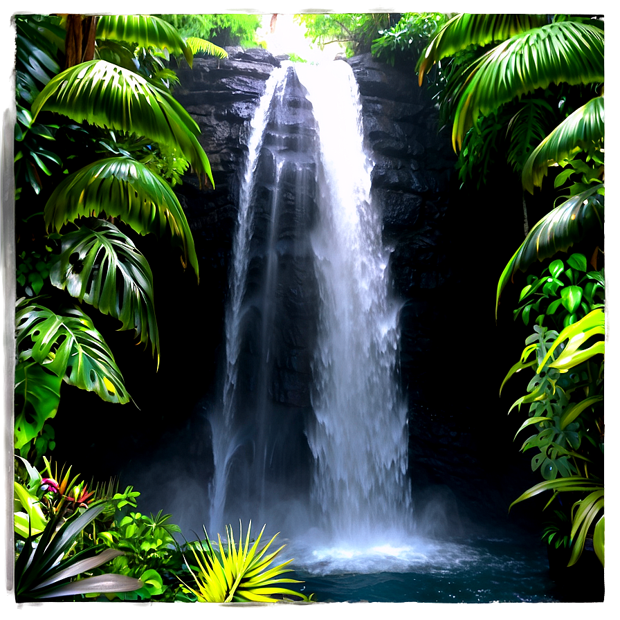 Hawaiian Islands Majestic Waterfalls Png Uhw73 PNG image