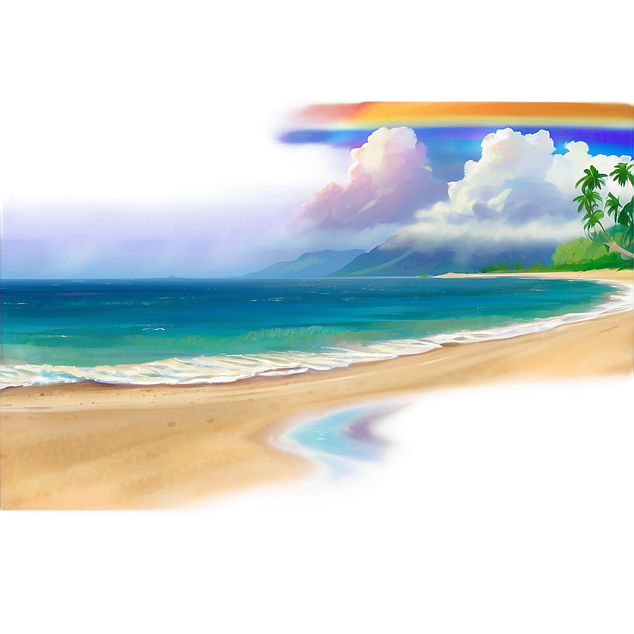 Hawaiian Islands Rainbow Over Beach Png 83 PNG image