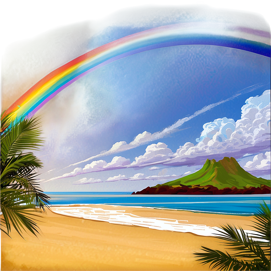 Hawaiian Islands Rainbow Over Beach Png Ppn57 PNG image