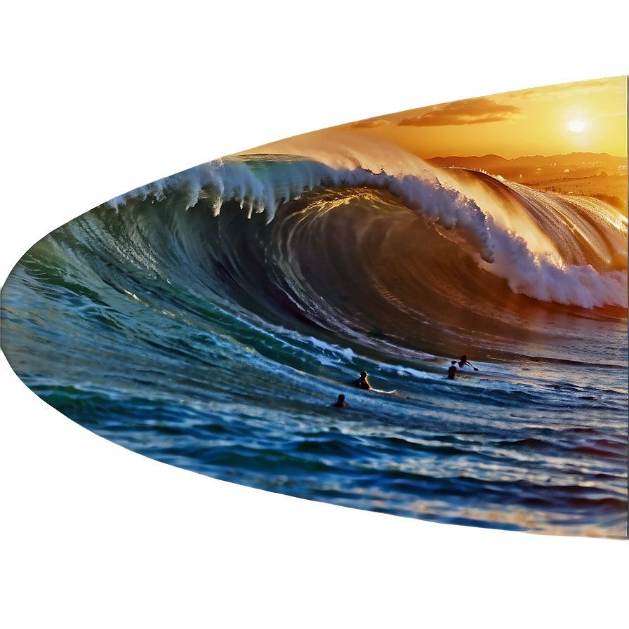 Hawaiian Islands Sunset Surfing Session Png Thq PNG image