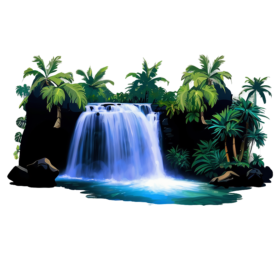 Hawaiian Islands Waterfall Oasis Png 06212024 PNG image