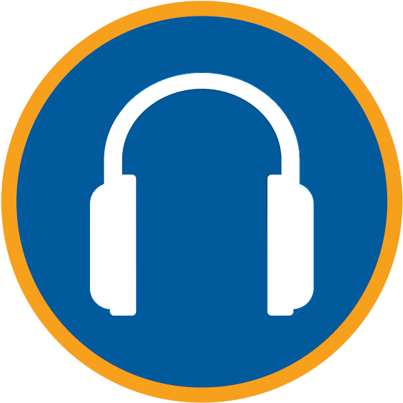 Headphones Icon Blue Circle Background PNG image