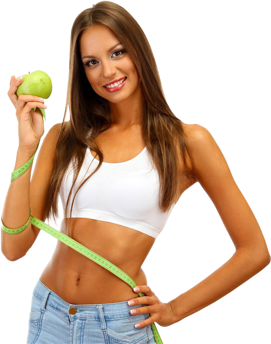 Healthy Lifestyle Concept Womanwith Appleand Tape Measure.png PNG image