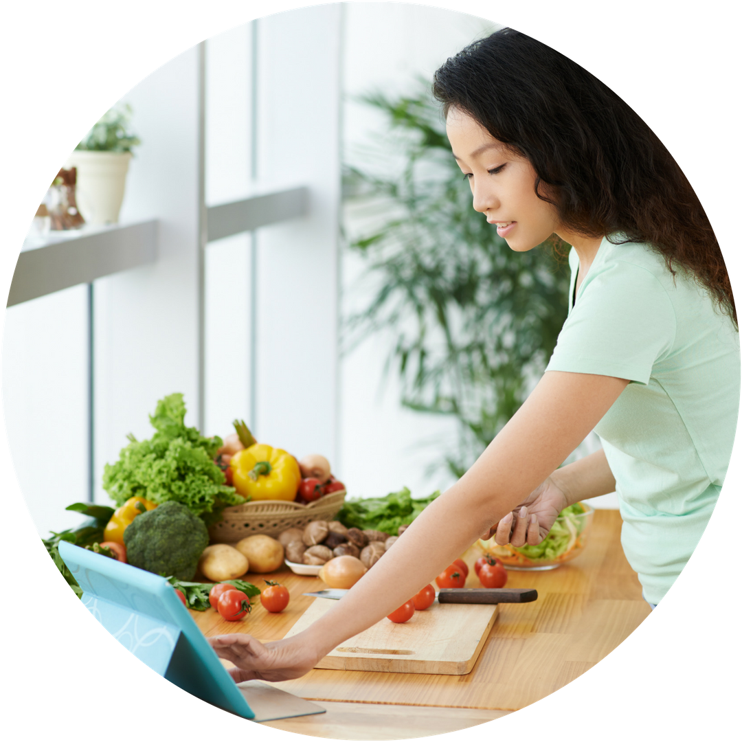 Healthy Meal Preparation Woman Cooking Vegetables PNG image
