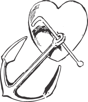 Heart Anchored Love Graphic PNG image